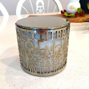 Bath and Body works - 3 wick “Lets stay home” candle and decorative holder